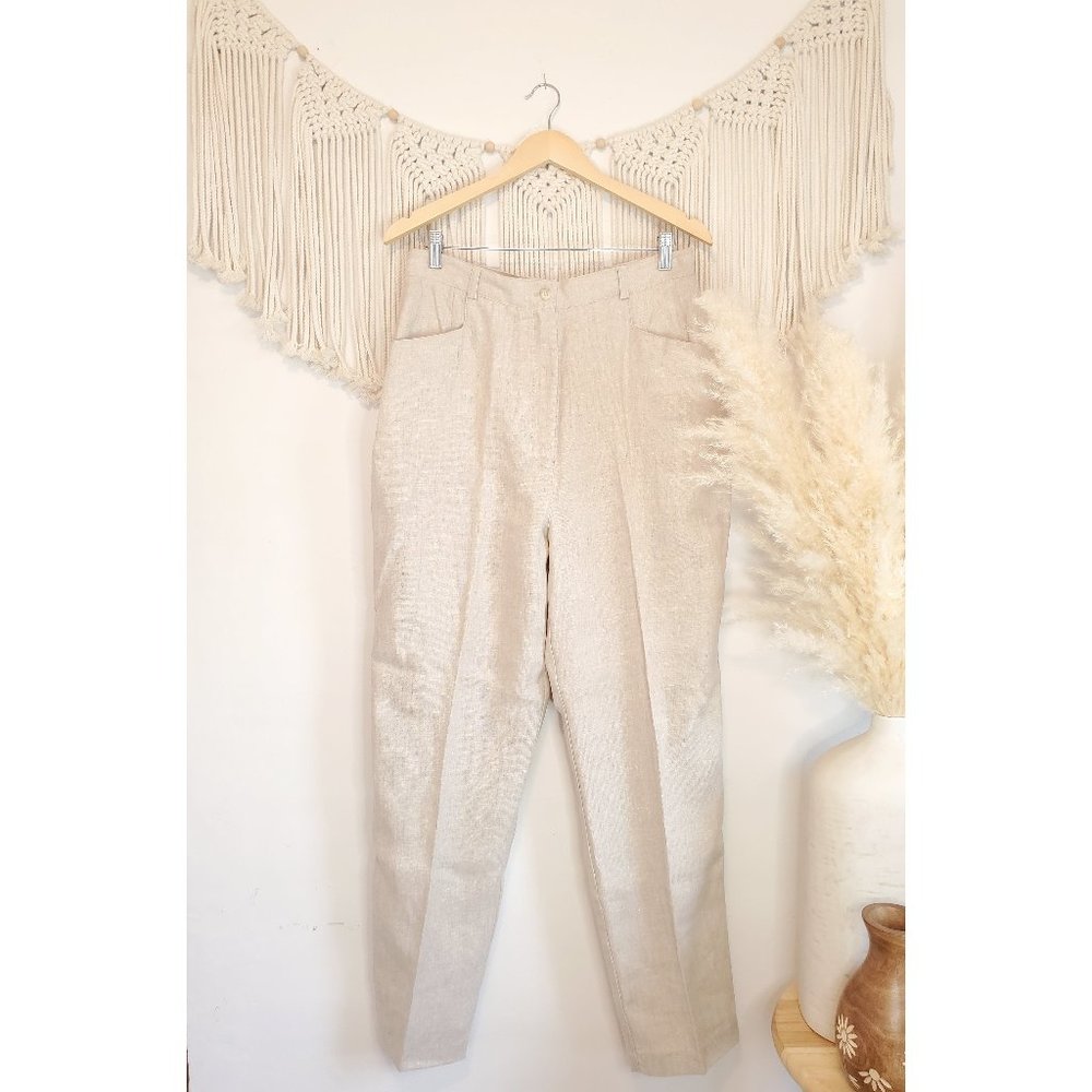 Vintage Sand 100% Linen Straight Pants